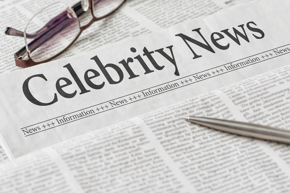 Newspaper with the headline Celebrity News