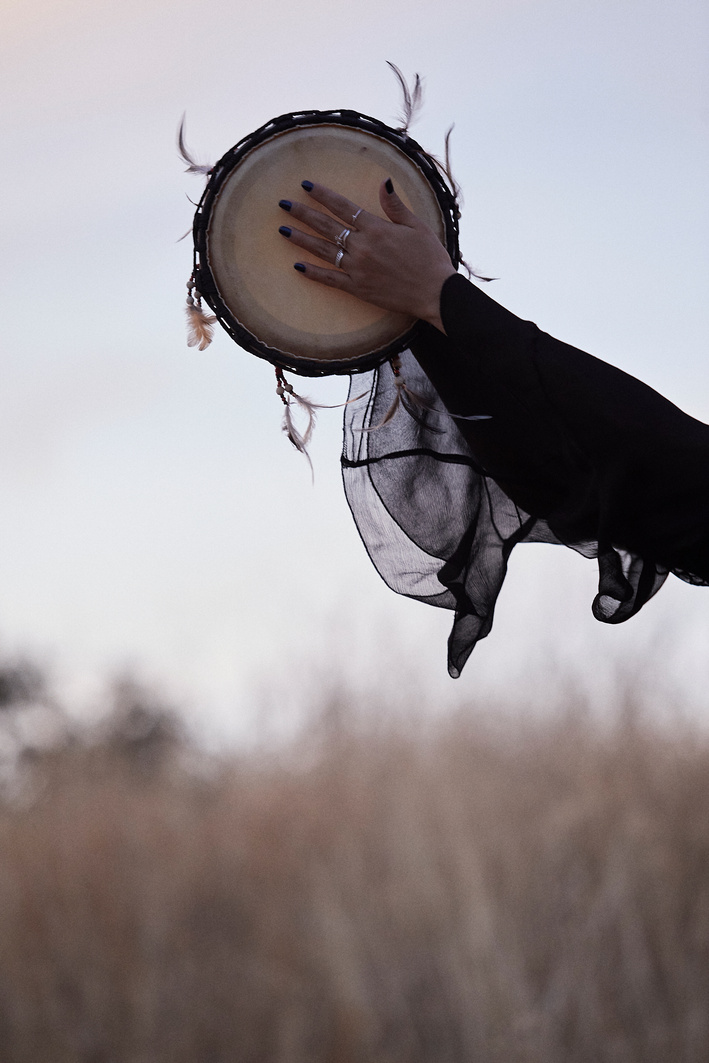 Witch Doing Ritual Outdoors
